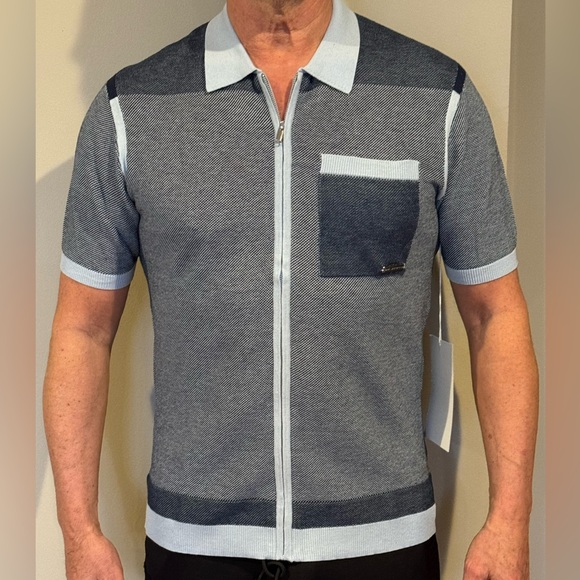 Karl Lagerfeld Other - Karl Lagerfeld - Men’s White label Cotton Zip up knit short sleeve shirt